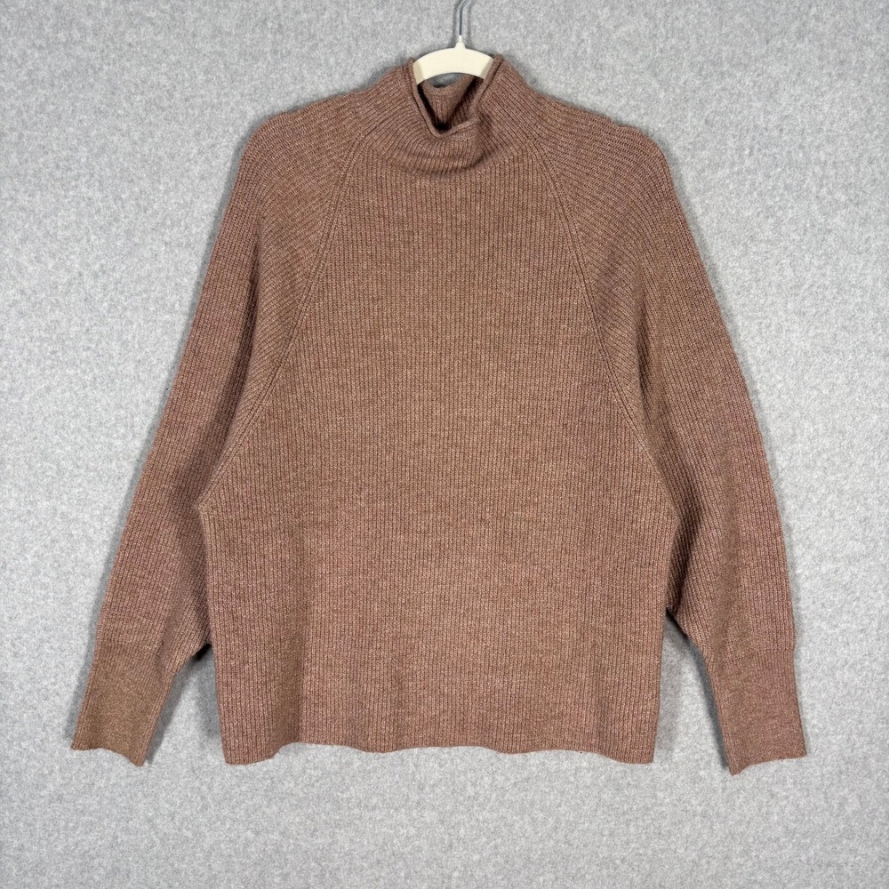 Express Sweater Medium Mock Neck Ribbed‎ Neutral Slouchy Quiet Luxury Minimalist